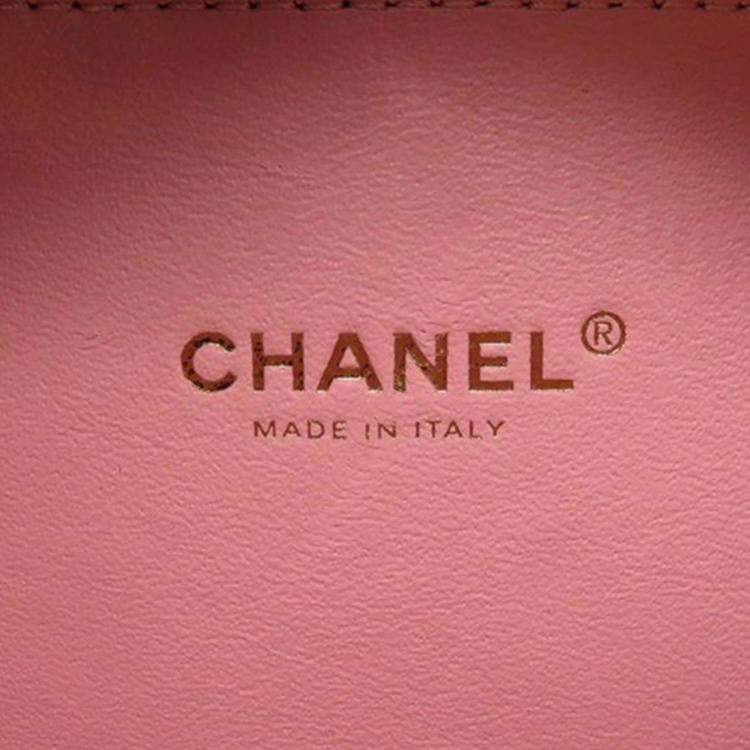 Pre Owned Chanel Pink Small Tweed CC Filigree Vanity Case