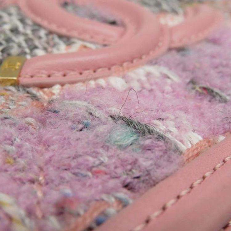 Pre Owned Chanel Pink Small Tweed CC Filigree Vanity Case