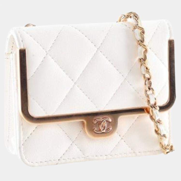 Pre Owned Chanel Mini Lambskin Chain Belt Waist Bag