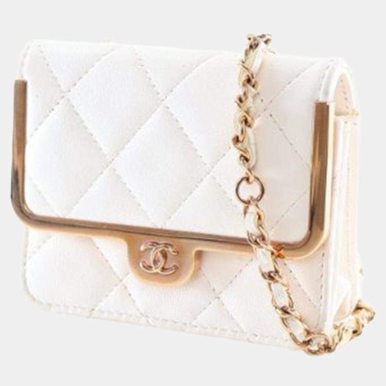 Pre Owned Chanel Mini Lambskin Chain Belt Waist Bag