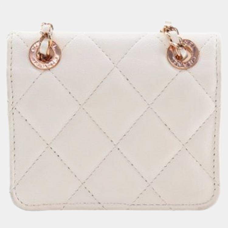 Pre Owned Chanel Mini Lambskin Chain Belt Waist Bag