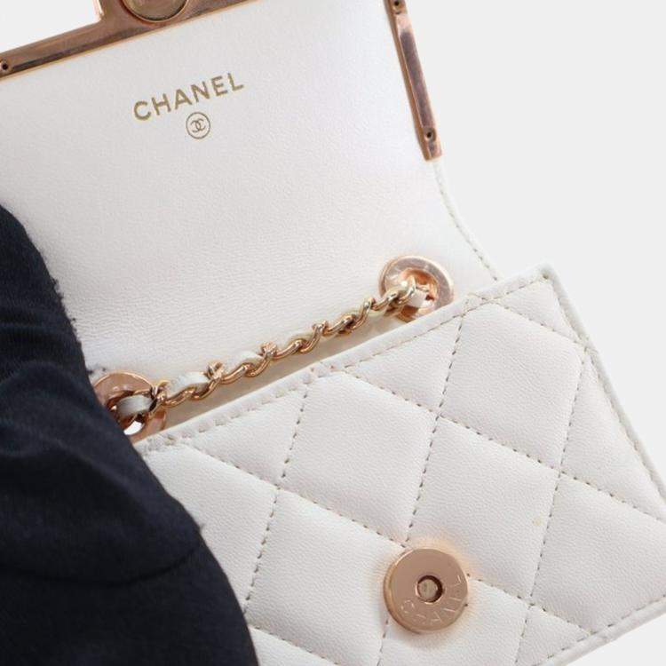 Pre Owned Chanel Mini Lambskin Chain Belt Waist Bag