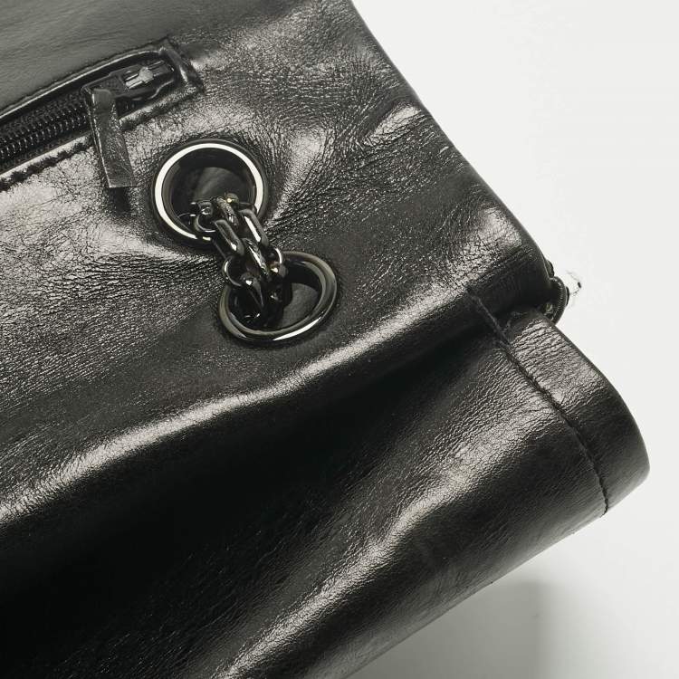 Pre Owned Chanel Black Quilted Aged Leather Classic 227 Reissue 2.55 Flap Bag