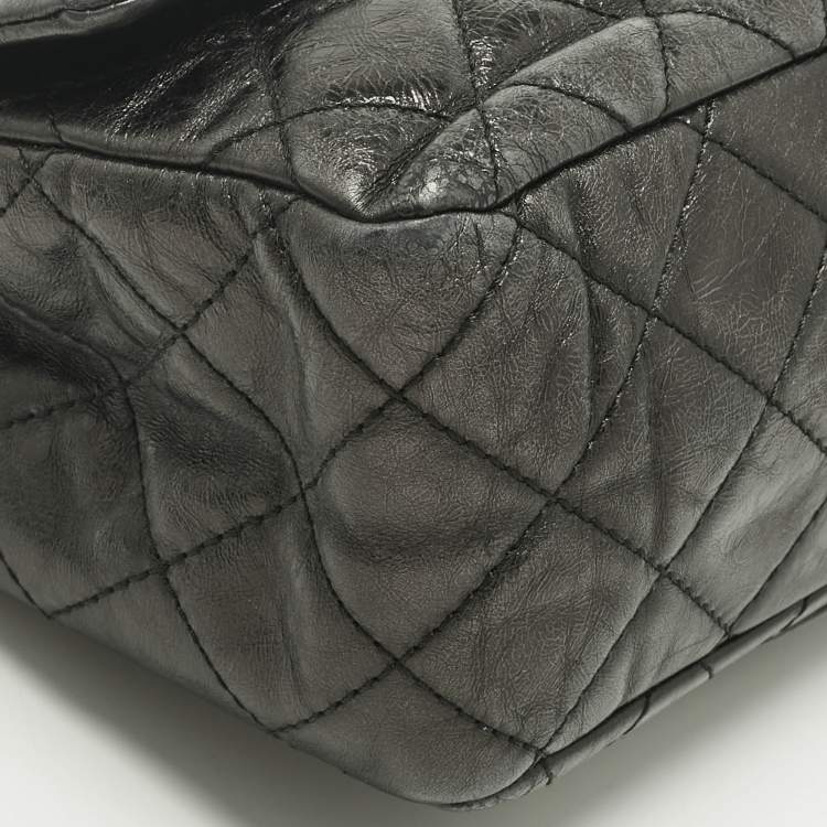 Pre Owned Chanel Black Quilted Aged Leather Classic 227 Reissue 2.55 Flap Bag