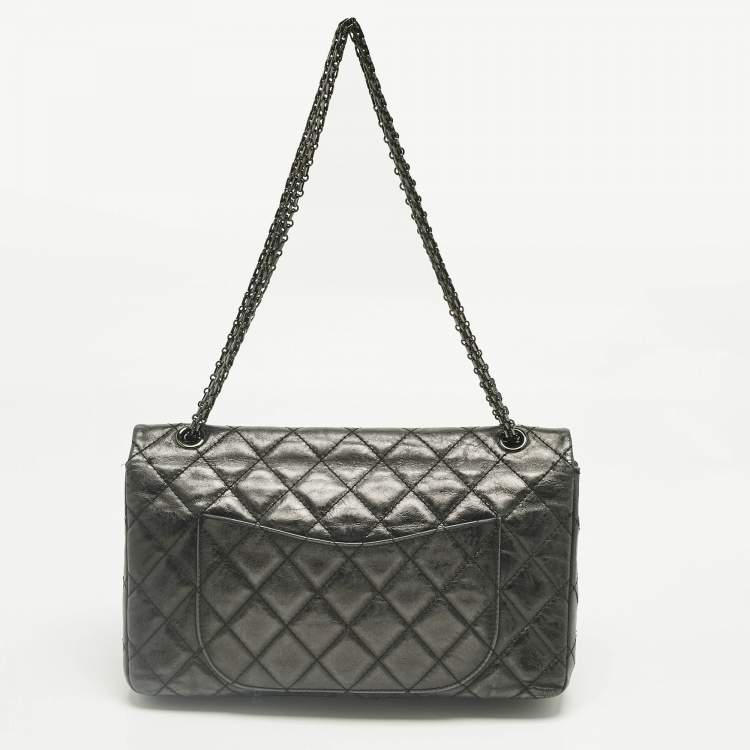 Pre Owned Chanel Black Quilted Aged Leather Classic 227 Reissue 2.55 Flap Bag