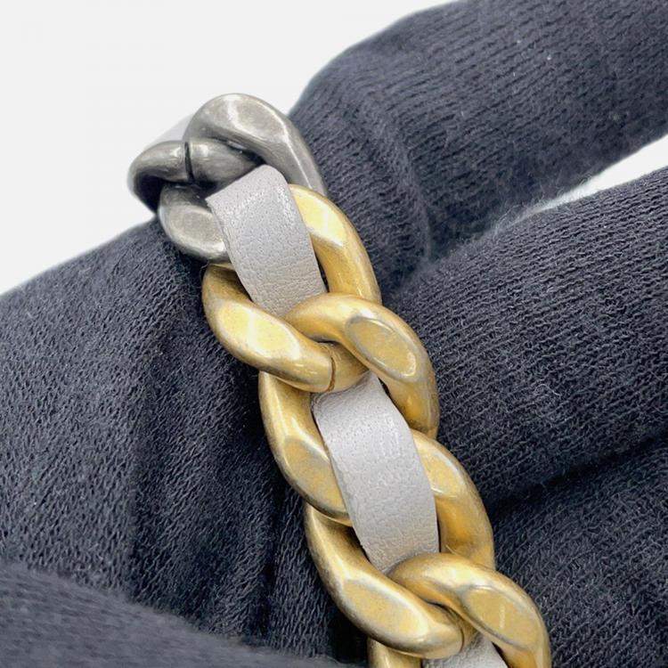 Pre Owned Chanel Chanel19 Chain Wallet Gray Lambskin