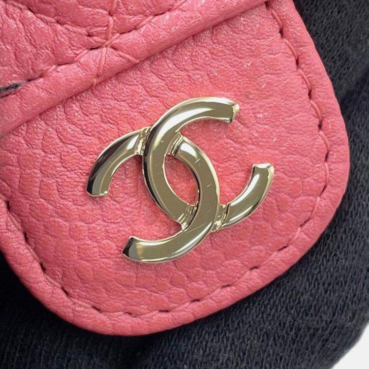 Pre Owned Chanel Matelasse Bifold Wallet Card Case Pink Caviar Leather