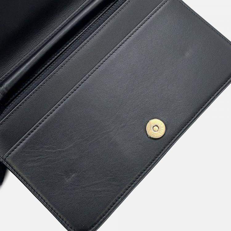 Pre Owned Chanel Boy Chanel Chain Wallet Black Caviar Leather