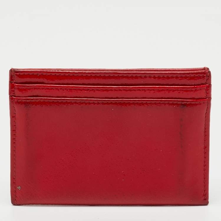 Pre Owned Chanel Red Patent Leather Interlocking CC Logo Card Case