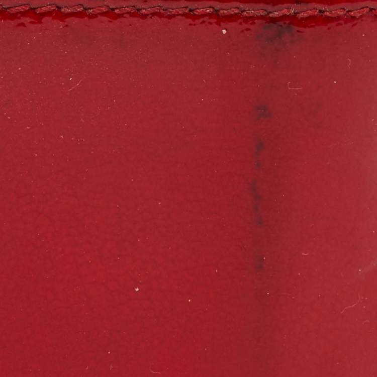 Pre Owned Chanel Red Patent Leather Interlocking CC Logo Card Case