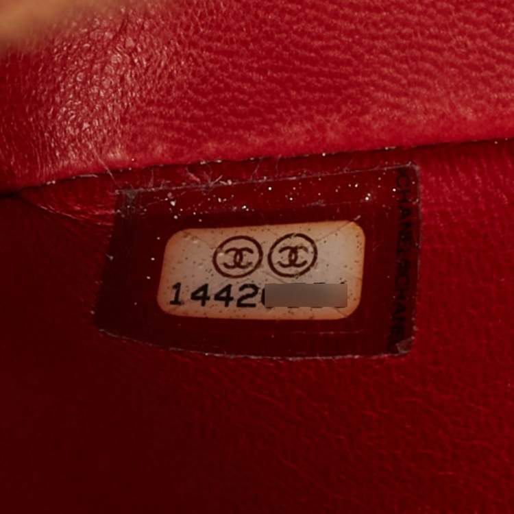 Pre Owned Chanel Red Crocodile Jumbo Classic Double Flap Bag