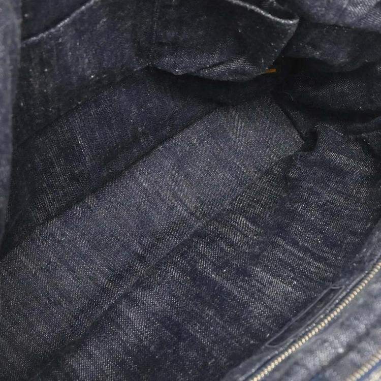 Pre Owned Chanel Navy Sparkling Denim Tote Handbag