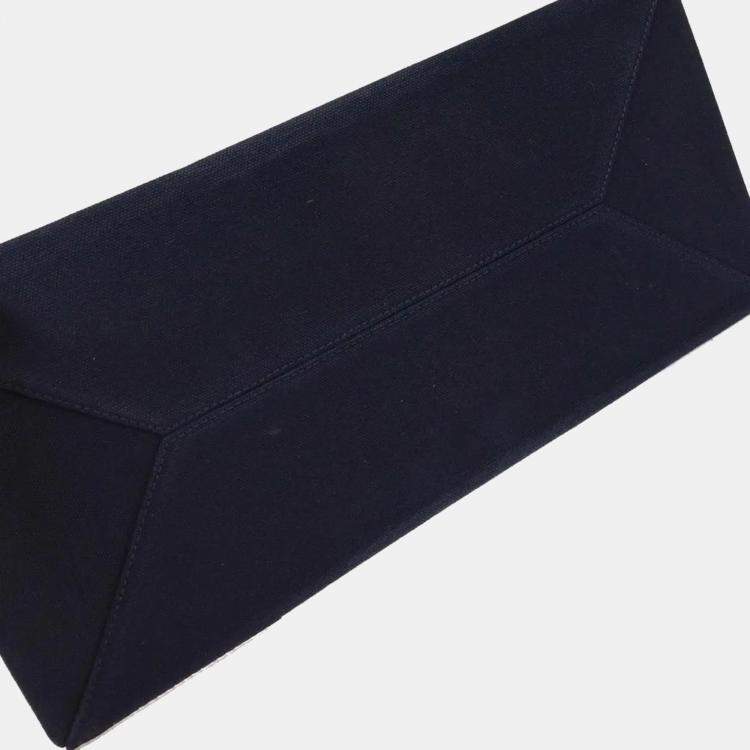 Pre Owned Chanel Navy Silver Canvas No.5 Choco Bar Tote Handbag