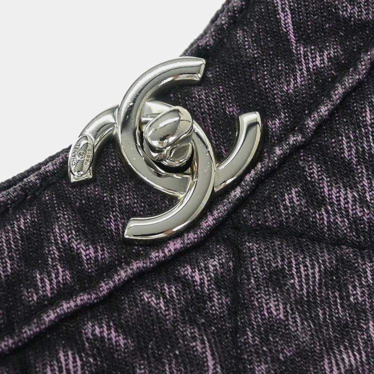 Pre Owned Chanel Purple Denim Chanel 31 Shopping Bag 2way Handbag