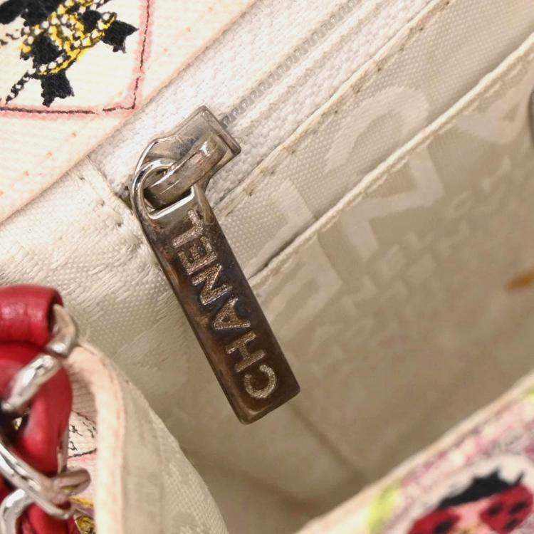 Pre Owned Chanel Pink Canvas Valentine Mini Classic Square Flap Shoulder Bag