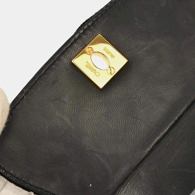 Pre Owned Chanel Black Velvet Shoulder Bag
