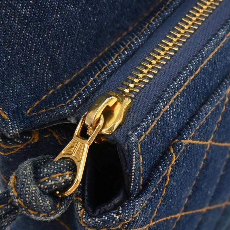 Pre Owned Chanel Denim Blue Backpack