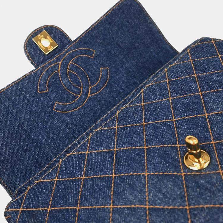 Pre Owned Chanel Denim Blue Backpack