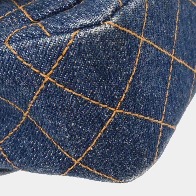 Pre Owned Chanel Denim Blue Backpack