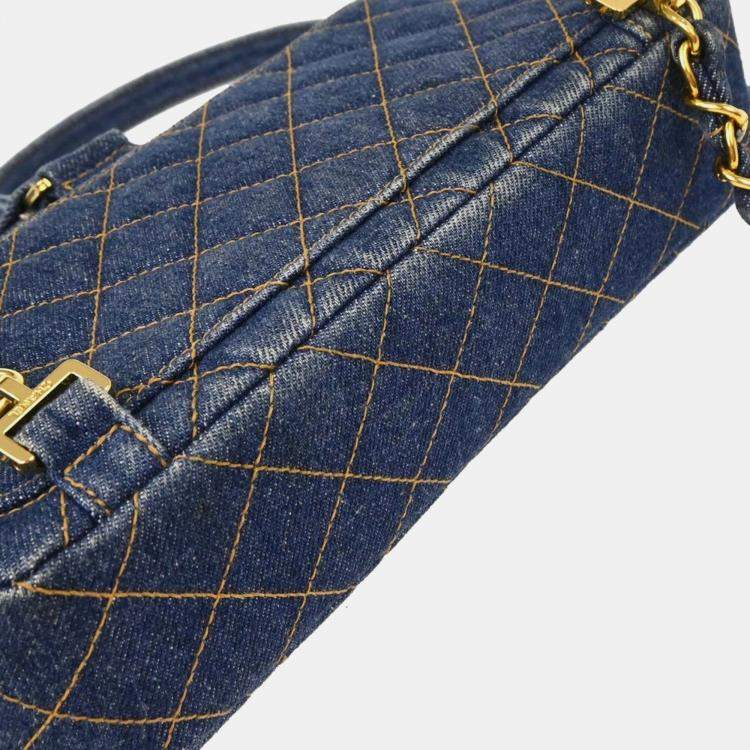 Pre Owned Chanel Denim Blue Backpack