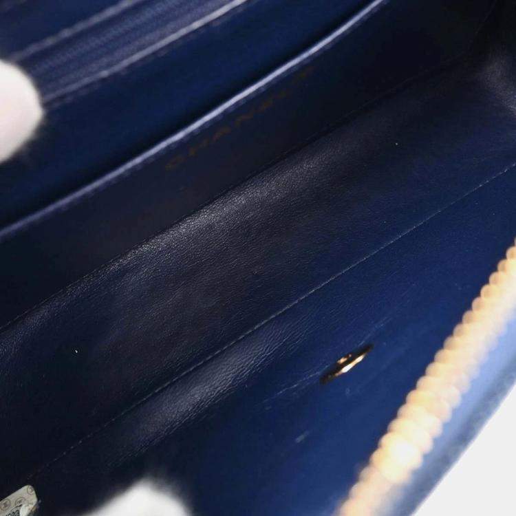 Pre Owned Chanel Denim Blue Backpack