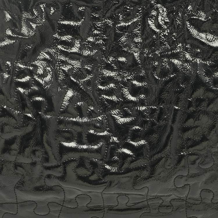 Pre Owned Chanel Black Puzzle Patent Leather Chain Tote
