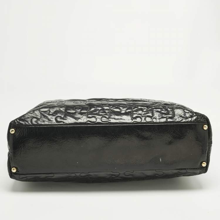 Pre Owned Chanel Black Puzzle Patent Leather Chain Tote