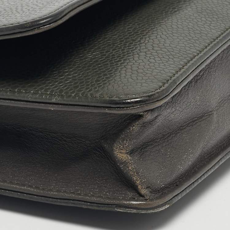 Pre Owned Chanel Grey Caviar Leather CC Wallet On Chain