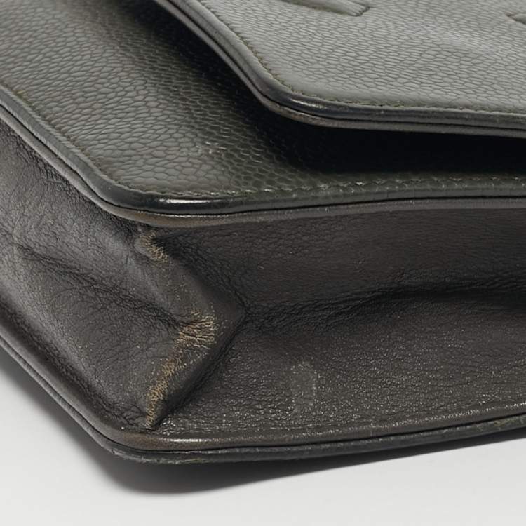 Pre Owned Chanel Grey Caviar Leather CC Wallet On Chain