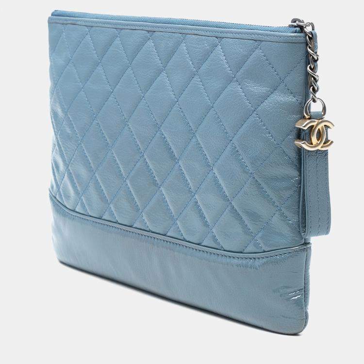 Pre Owned Chanel Blue Medium Aged Calfskin Gabrielle O Case Clutch
