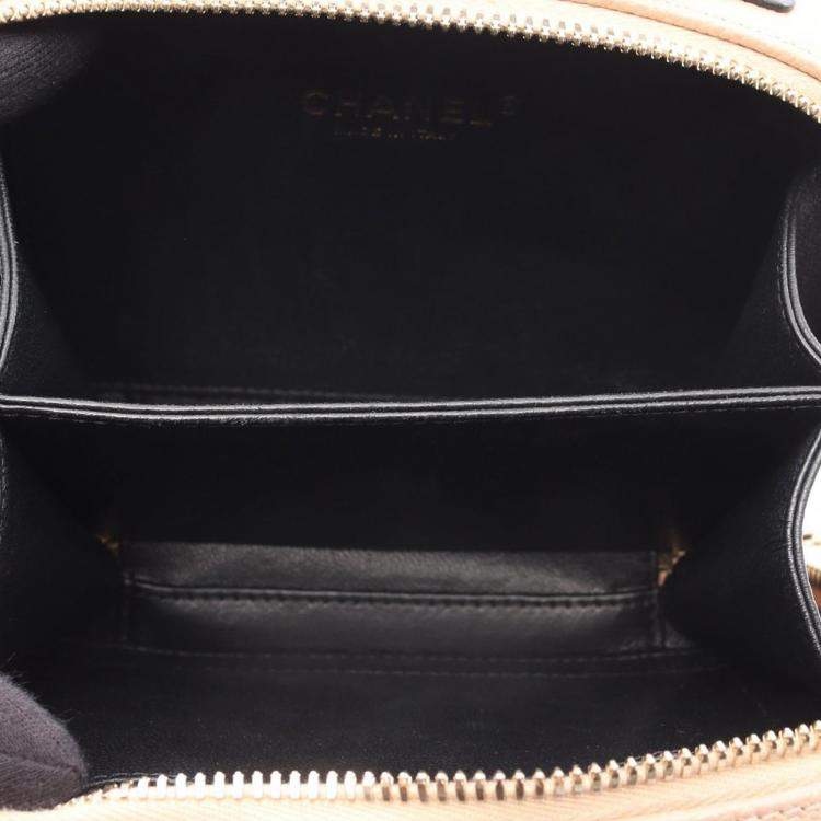 Pre Owned Chanel Black Brown Small Caviar CC Filigree Vanity Case