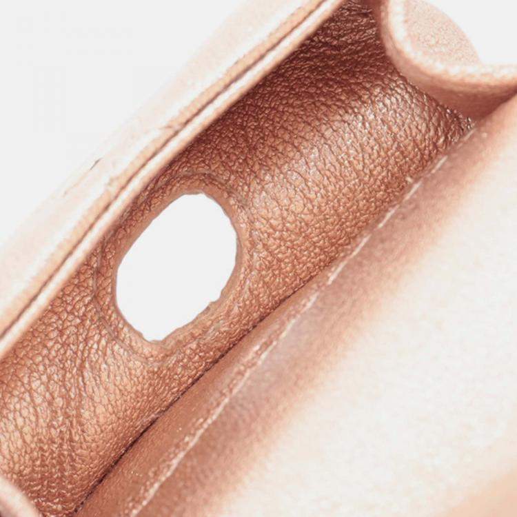 Pre Owned Chanel Pink CC Quilted Metallic Lambskin Coin Pouch and AirPods Pro Case