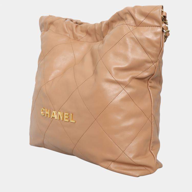 Pre Owned Chanel Brown Leather Medium C22 Bag