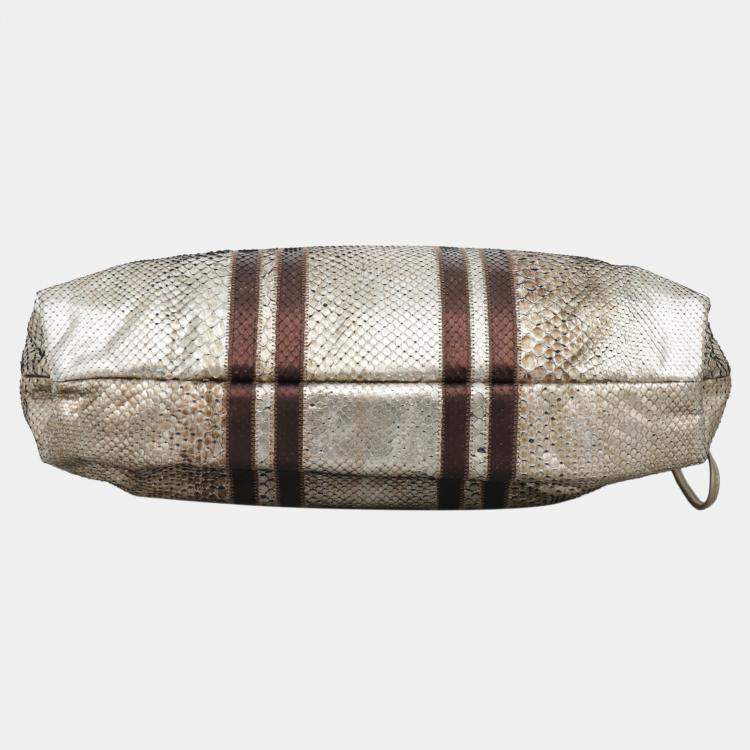 Pre Owned Chanel Brown Metallic Python Leather Taj Mahal Drawstring Bag