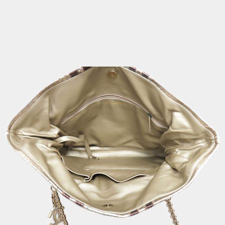 Pre Owned Chanel Brown Metallic Python Leather Taj Mahal Drawstring Bag
