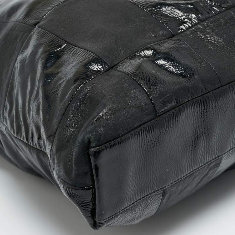 Pre Owned Chanel Black Leather and Patent Leather Large Patchwork Brooklyn Cabas Tote