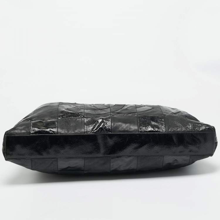 Pre Owned Chanel Black Leather and Patent Leather Large Patchwork Brooklyn Cabas Tote