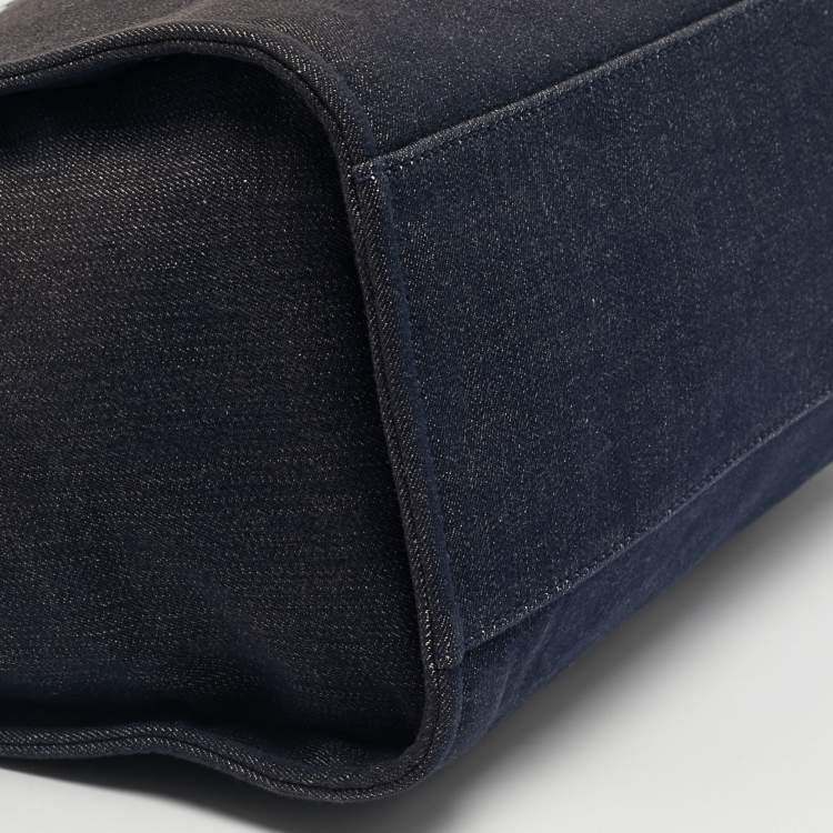 Pre Owned Chanel Navy Blue Denim Large Deauville Shopper Tote