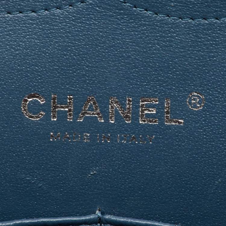 Pre Owned Chanel Blue Quilted Leather Jumbo Classic Double Flap Bag