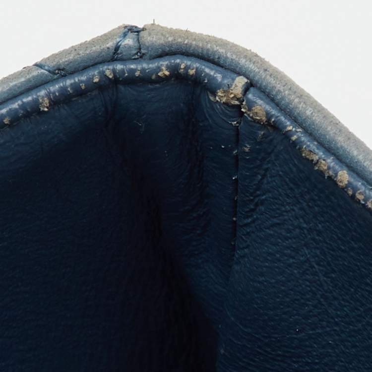 Pre Owned Chanel Blue Quilted Leather Jumbo Classic Double Flap Bag