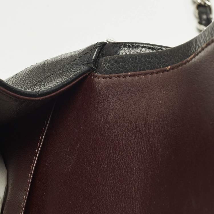 Pre Owned Chanel Black Quilted Caviar Leather Jumbo Classic Double Flap Bag