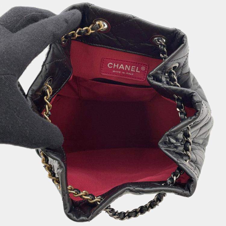 Pre Owned Chanel Gabriel Do Backpack Black Aged Calf Leather