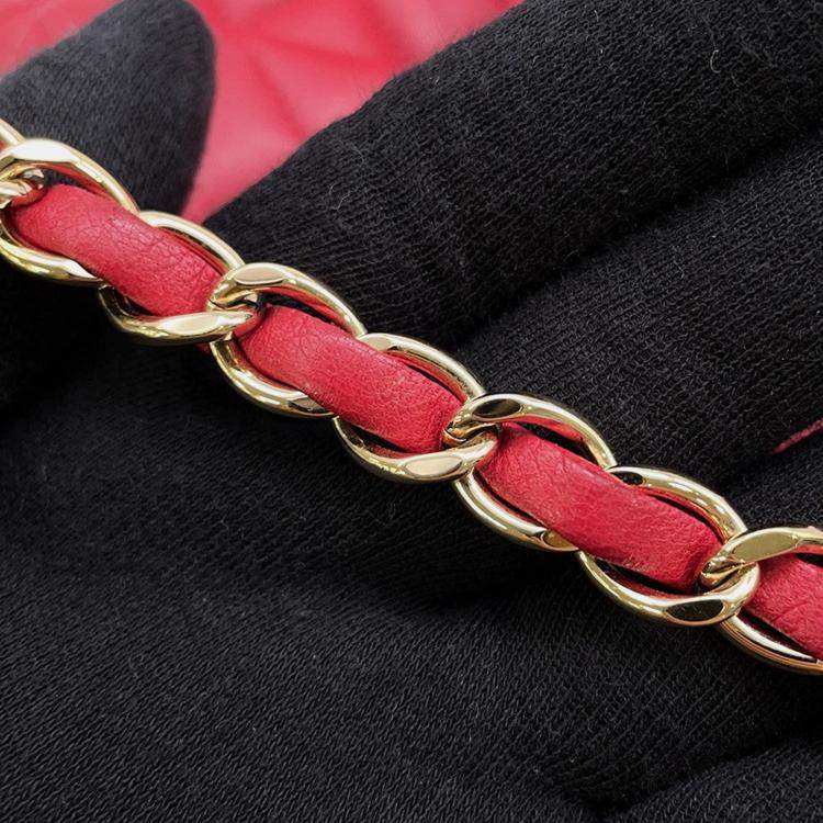 Pre Owned Chanel Matelasse Chain Backpack Red Lambskin
