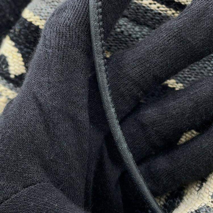 Pre Owned Chanel Deauville Drawstring Shoulder Black/Gray/White Canvas