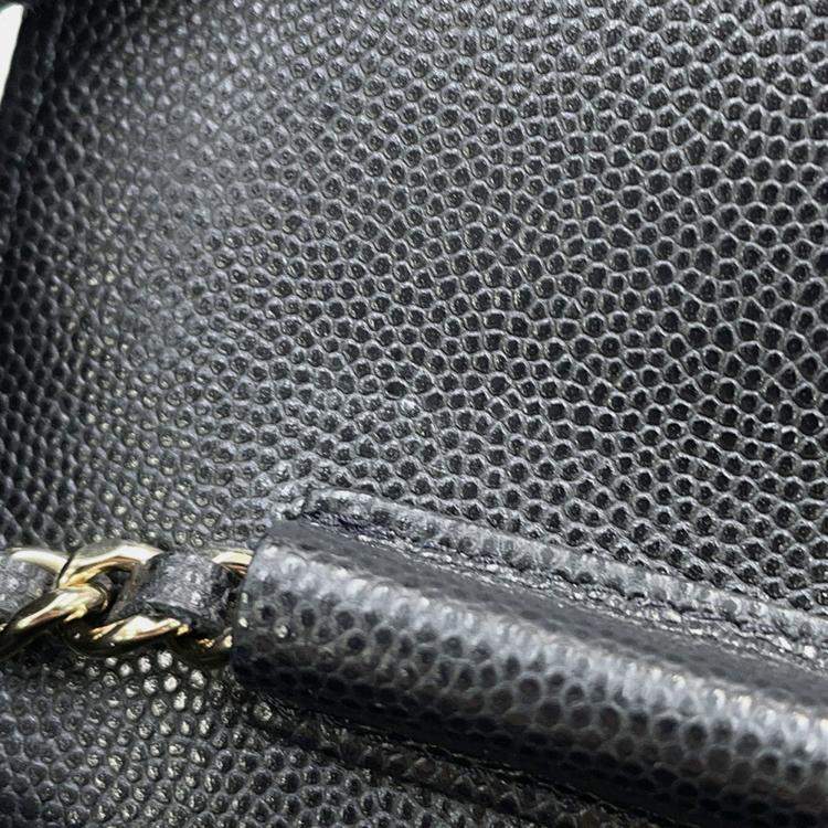 Pre Owned Chanel Chain Wallet Black Caviar Leather