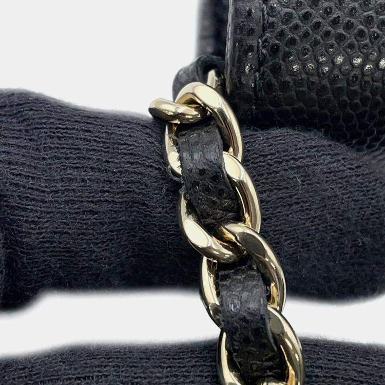 Pre Owned Chanel Chain Wallet Black Caviar Leather