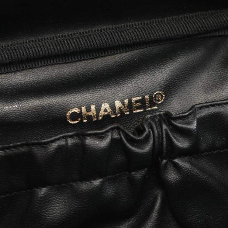 Pre Owned Chanel Coco Mark Vanity Handbag Leather Grained Calfskin Black