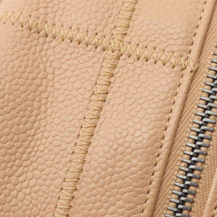 Pre Owned Chanel Chocolate Bar Shoulder Bag Calfskin Leather Beige