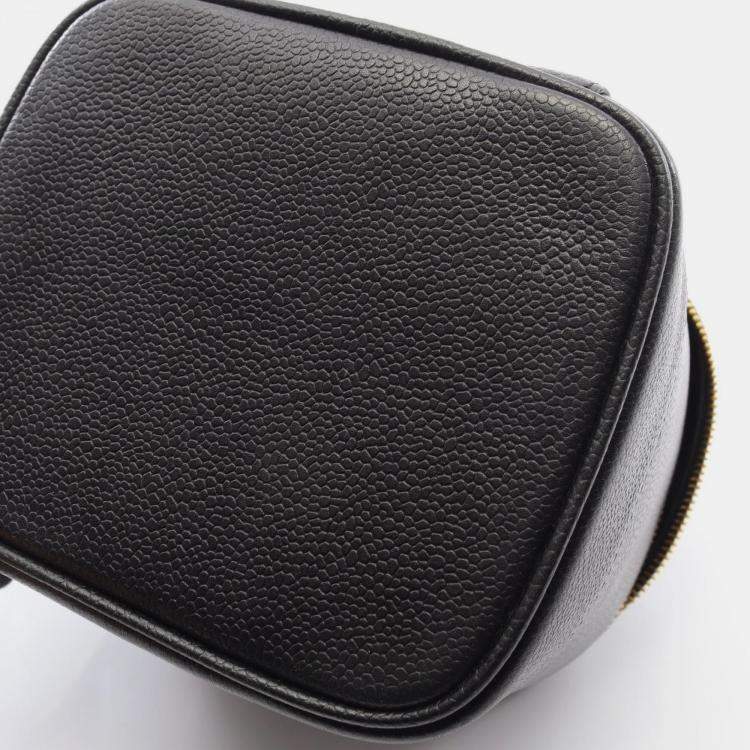 Pre Owned Chanel Coco Mark Vanity Handbag Leather Calfskin Black