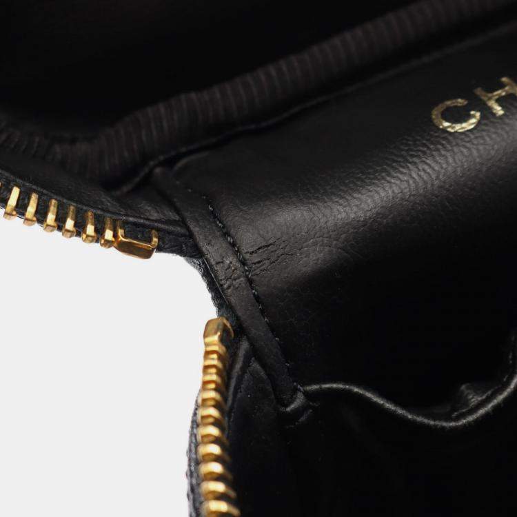 Pre Owned Chanel Coco Mark Vanity Handbag Leather Calfskin Black